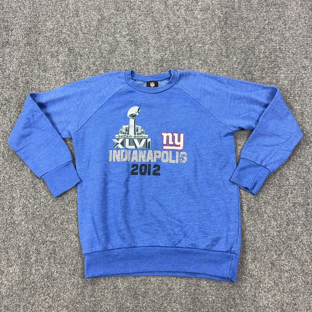 New York Giants Sweatshirt Womens Large Blue NFL Football Super Bowl XLVI NFL